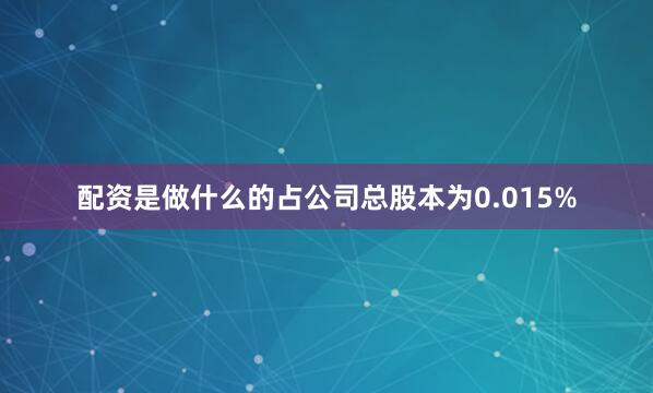 配资是做什么的占公司总股本为0.015%