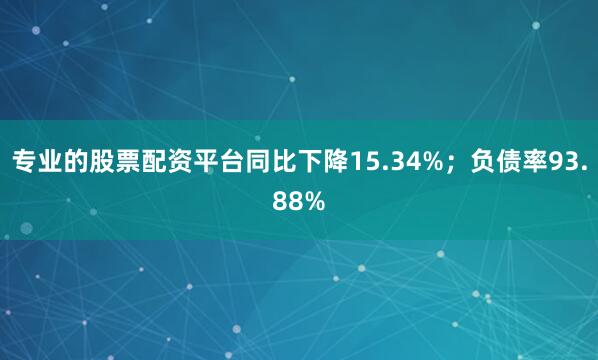 专业的股票配资平台同比下降15.34%；负债率93.88%